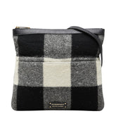 バーバリー ブロックチェック 斜め掛け ショルダーバッグ ブラック ホワイト ウール レザー レディース BURBERRY 中古