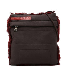 プラダ スポーツ 斜め掛け ミニショルダー B11291 ボルドー ナイロン ファー レディース PRADA 中古