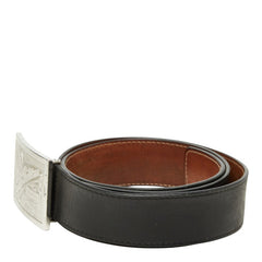 ルイ ヴィトン サンチュール ジーンズ ベルト M6812 ブラック レザー メタル メンズ LOUIS VUITTON 中古