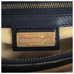 ヴェルサーチェ グレカ メデューサ チェーンショルダーバッグ トートバッグ ネイビー レザー レディース VERSACE 中古