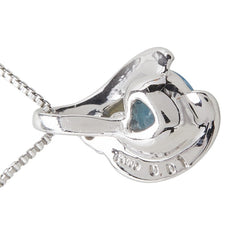 ブルートパーズ Pt900 プラチナ Pt850 プラチナ ブルートパーズ ダイヤ0.01ct ハートモチーフ 雫 ネックレス レディース 中古