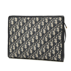 ディオール オブリーク トロッター 30 モンテーニュ クラッチバッグ ジャガード ネイビー キャンバス レザー レディース Dior 中古