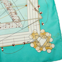エルメス カレ90 La Musique des Spheres 球体が奏でる音楽 スカーフ 大判スカーフ エメラルドグリーン レディース HERMES 中古