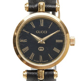 グッチ 腕時計 2000L クオーツ ブラック文字盤 ステンレススチール レザー レディース GUCCI 中古