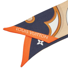 ルイ ヴィトン バンドーBB LVデュアリティ スカーフ M79852 ベージュ ネイビー マルチカラー シルク レディース LOUIS VUITTON 中古