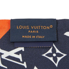ルイ ヴィトン バンドーBB LVデュアリティ スカーフ M79852 ベージュ ネイビー マルチカラー シルク レディース LOUIS VUITTON 中古