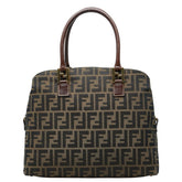 フェンディ ズッカ ハンドバッグ 14968 ブラウン キャンバス レザー レディース FENDI 中古
