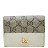 グッチ GGスプリーム 二つ折り財布 658610 ベージュ ホワイト PVC レザー レディース GUCCI 中古