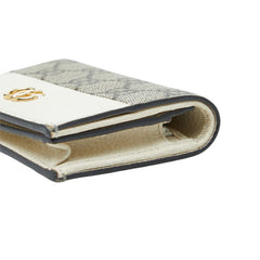 グッチ GGスプリーム 二つ折り財布 658610 ベージュ ホワイト PVC レザー レディース GUCCI 中古