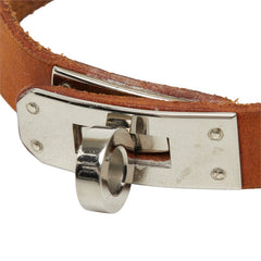 エルメス ケリー ドゥブルトゥール ブレスレット ブラウン シルバー金具 レザー メタル レディース HERMES 中古