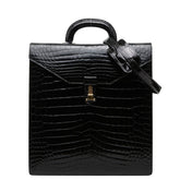 JARDIN DES SACS ジャルダンデサック ハンドバッグ ショルダーバッグ 2way ビジネス シャイニング ブラック クロコダイル メンズ 中古