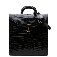 JARDIN DES SACS ジャルダンデサック ハンドバッグ ショルダーバッグ 2way ビジネス シャイニング ブラック クロコダイル メンズ 中古