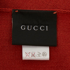 グッチ GGジャカード ストール レッド系 ウール シルク レディース GUCCI 中古