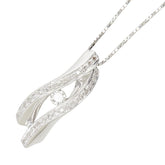ダイヤモンド K18WG ホワイトゴールド ダイヤ0.30ct デザインネックレス 流線型 ウェーブ ペンダント ネックレス レディース 中古