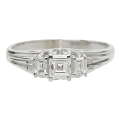 ダイヤモンド Pt900 プラチナ ダイヤ0.36ct ダイヤ0.20ct デザインリング リング 指輪 レディース 14.5号 中古