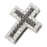 ダイヤモンド K18WG ホワイトゴールド メッキ ダイヤ/ブラックダイヤ1.00ct クロスモチーフ ペンダントトップ ネックレス レディース 中古