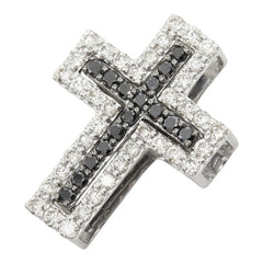 ダイヤモンド K18WG ホワイトゴールド メッキ ダイヤ/ブラックダイヤ1.00ct クロスモチーフ ペンダントトップ ネックレス レディース 中古