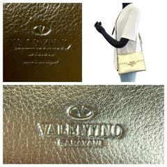 ヴァレンティノ ガラヴァーニ ロックスタッズ ショルダーバッグ クラッチバッグ 2WAY ゴールド レザー レディース Valentino Garavani 中古