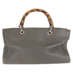 グッチ バンブー ショッパー ミディアム トートバッグ ハンドバッグ 323660 グレー レザー レディース GUCCI 中古