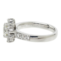 ダイヤモンド Pt900 プラチナ ダイヤ0.759ct ダイヤ0.80ct フラワーモチーフ リング 指輪 レディース 14号 中古