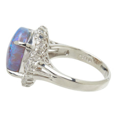 ブラックオパール ダイヤモンド Pt900 プラチナ ブラックオパール3.76ct ダイヤ0.46ct フラワーモチーフ リング 指輪 レディース 8.5号 中古
