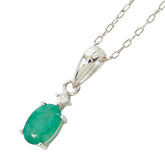 エメラルド ダイヤモンド K18WG ホワイトゴールド/Pt850 プラチナ エメラルド0.47ct ダイヤ0.01ct ペンダント ネックレス レディース 中古