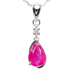 ルビー ダイヤモンド K18WG ホワイトゴールド ルビー0.83ct ダイヤ0.01ct チェリーピンクルビー マダガスカル・ミャンマー ペンダント ネックレス レディース 中古
