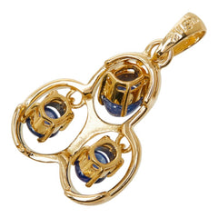 サファイア K18YG イエローゴールド サファイア1.12ct デザインネックレストップ ペンダントトップ ネックレス レディース 中古