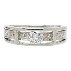 ダイヤモンド Pt900 プラチナ ダイヤ0.308ct ダイヤ0.10ct デザインリング リング 指輪 レディース 11号 中古