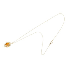 シトリン ダイヤモンド K18YG イエローゴールド マデイラシトリン1.88ct ダイヤ0.04ct マデイラシトリン フラワーモチーフ ペンダント ネックレス レディース 中古
