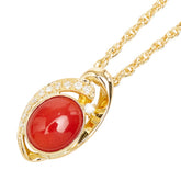 ポーラ 珊瑚(コーラル) ダイヤモンド K18YG イエローゴールド 赤珊瑚5.401ct ダイヤ0.15ct 天然赤珊瑚 デザインネックレス ネックレス レディース POLA 中古