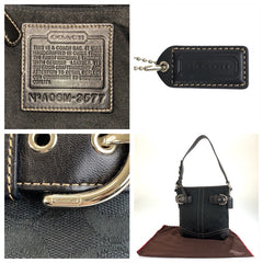 コーチ シグネチャー スモール ソフトダッフル ショルダーバッグ 3577 ブラック 黒 キャンバス レザー レディース COACH 中古