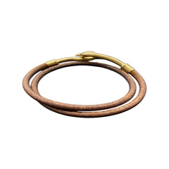 エルメス ジャンボ ブレスレット ブラウン 茶 レザー レディース HERMES 中古