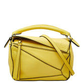 ロエベ アナグラム パズルバッグ ミニ ハンドバッグ 2WAY ショルダーバッグ イエロー レザー レディース LOEWE 中古