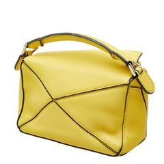 ロエベ アナグラム パズルバッグ ミニ ハンドバッグ 2WAY ショルダーバッグ イエロー レザー レディース LOEWE 中古