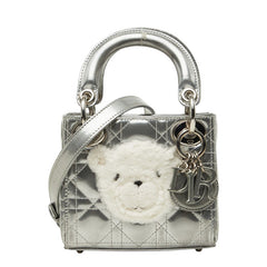 ディオール カナージュ レディディオール ナノ ハンドバッグ ショルダーバッグ 2WAY シルバー エナメル レディース Dior 中古