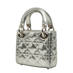 ディオール カナージュ レディディオール ナノ ハンドバッグ ショルダーバッグ 2WAY シルバー エナメル レディース Dior 中古