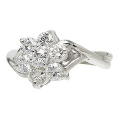 ダイヤモンド Pt900 プラチナ ダイヤ1.01ct フラワーモチーフ リング 指輪 レディース 12.5号 中古