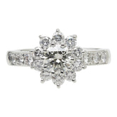 ダイヤモンド Pt900 プラチナ ダイヤ1.51ct フラワーモチーフ リング 指輪 レディース 11.5号 中古