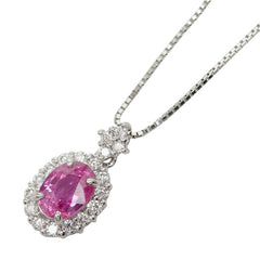 ピンクサファイヤ ダイヤモンド Pt900 プラチナ/Pt850 プラチナ ピンクサファイア1.165ct ダイヤ0.31ct ペンダント ネックレス レディース 中古