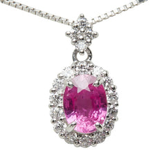 ピンクサファイヤ ダイヤモンド Pt900 プラチナ/Pt850 プラチナ ピンクサファイア1.165ct ダイヤ0.31ct ペンダント ネックレス レディース 中古
