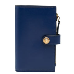 ヴェルサーチェ メデューサ 二つ折り財布 ウォレット 縦型 1002897 ネイビー レザー レディース VERSACE 中古