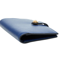ヴェルサーチェ メデューサ 二つ折り財布 ウォレット 縦型 1002897 ネイビー レザー レディース VERSACE 中古