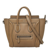 セリーヌ ラゲージ ナノショッパー ハンドバッグ 2WAY ショルダーバッグ ベージュ レザー レディース CELINE 中古