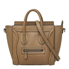 セリーヌ ラゲージ ナノショッパー ハンドバッグ 2WAY ショルダーバッグ ベージュ レザー レディース CELINE 中古