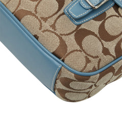 コーチ シグネチャー 斜め掛け ショルダーバッグ 6849 ベージュ ブルー キャンバス レザー レディース COACH 中古