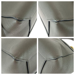 セリーヌ ベルトバック ハンドバッグ ショルダーバッグ 2WAY グレー レザー レディース CELINE 中古
