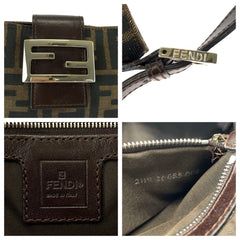 フェンディ ズッカ ショルダーバッグ 26685 ブラウン キャンバス レザー レディース FENDI 中古
