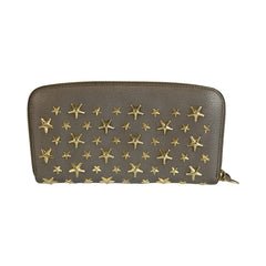 ジミーチュウ スタースタッズ フィリパ 長財布 ロングウォレット メタリックグレー レザー レディース JIMMY CHOO 中古
