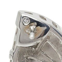 ダイヤモンド K18WG ホワイトゴールド ダイヤ 扇モチーフ 扇子 ピアス レディース 中古